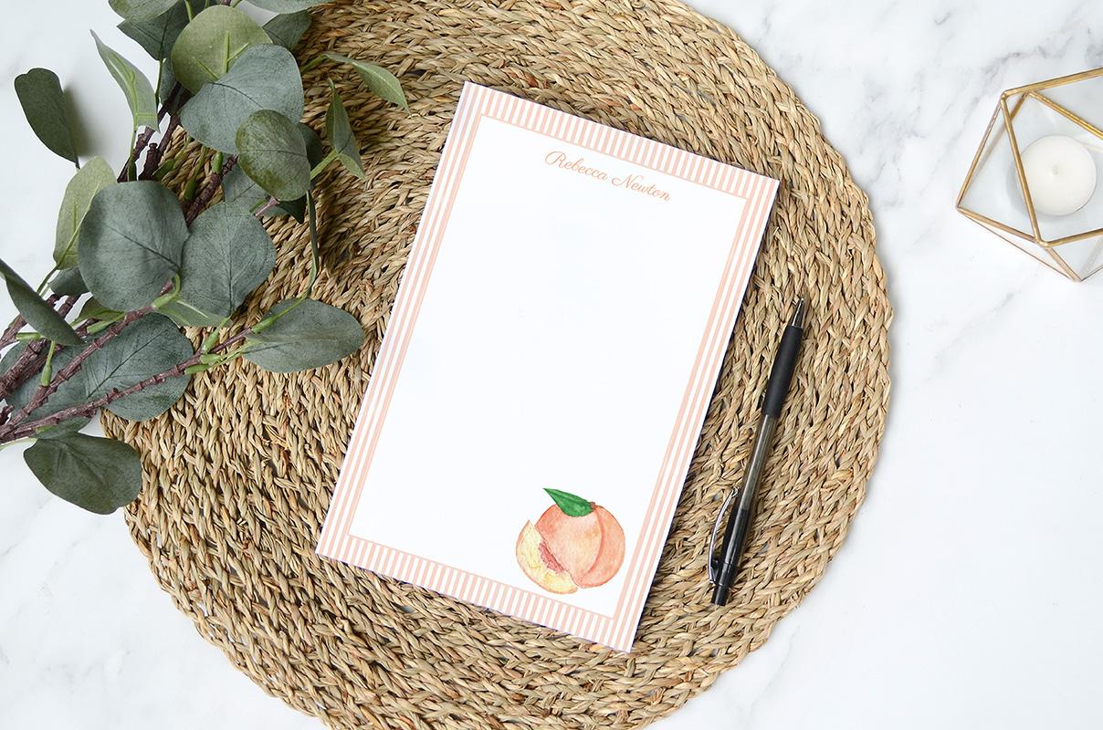 Peaches And Stripes Personalized Notepad - Image 3