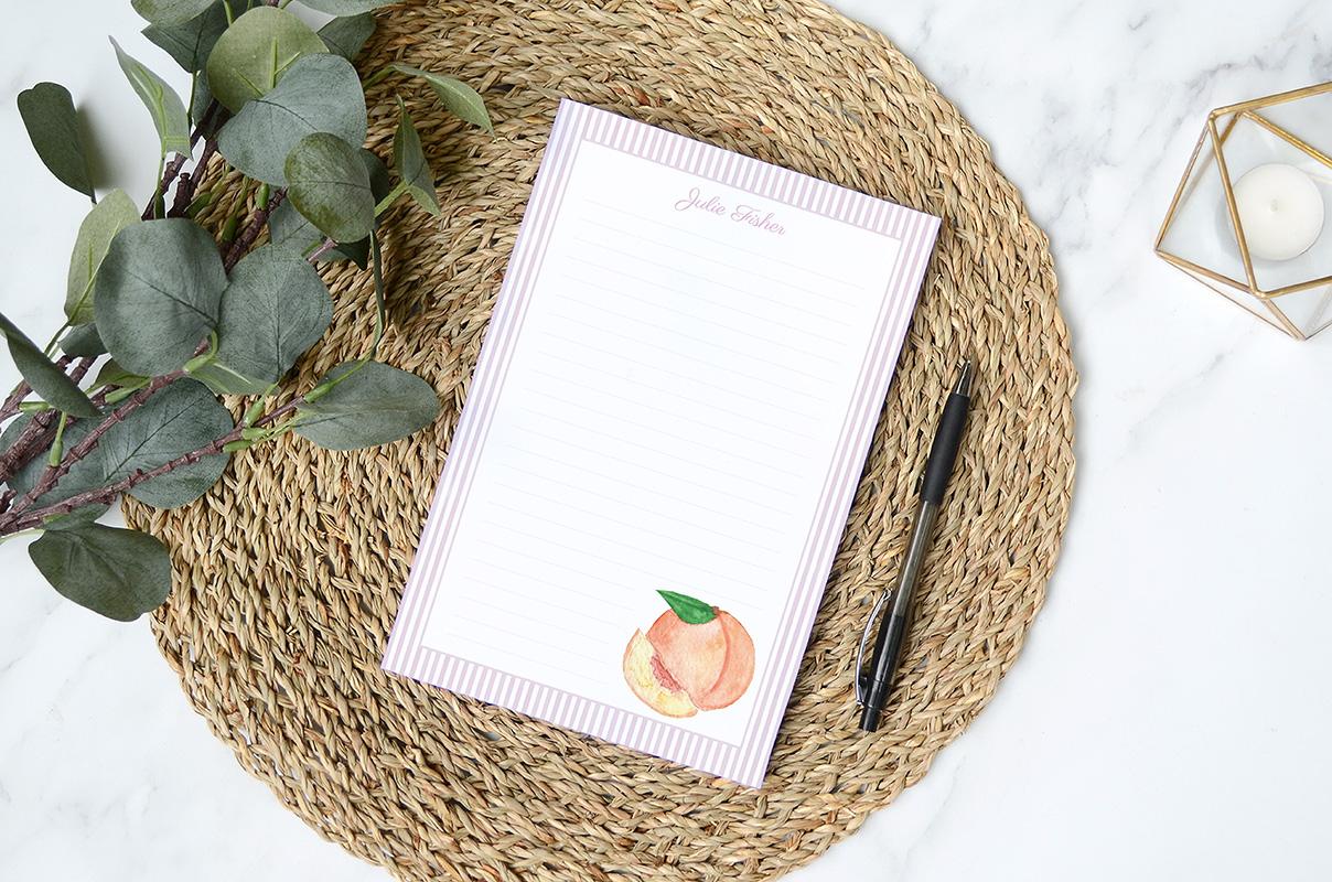 Peaches And Stripes Personalized Notepad - Image 5