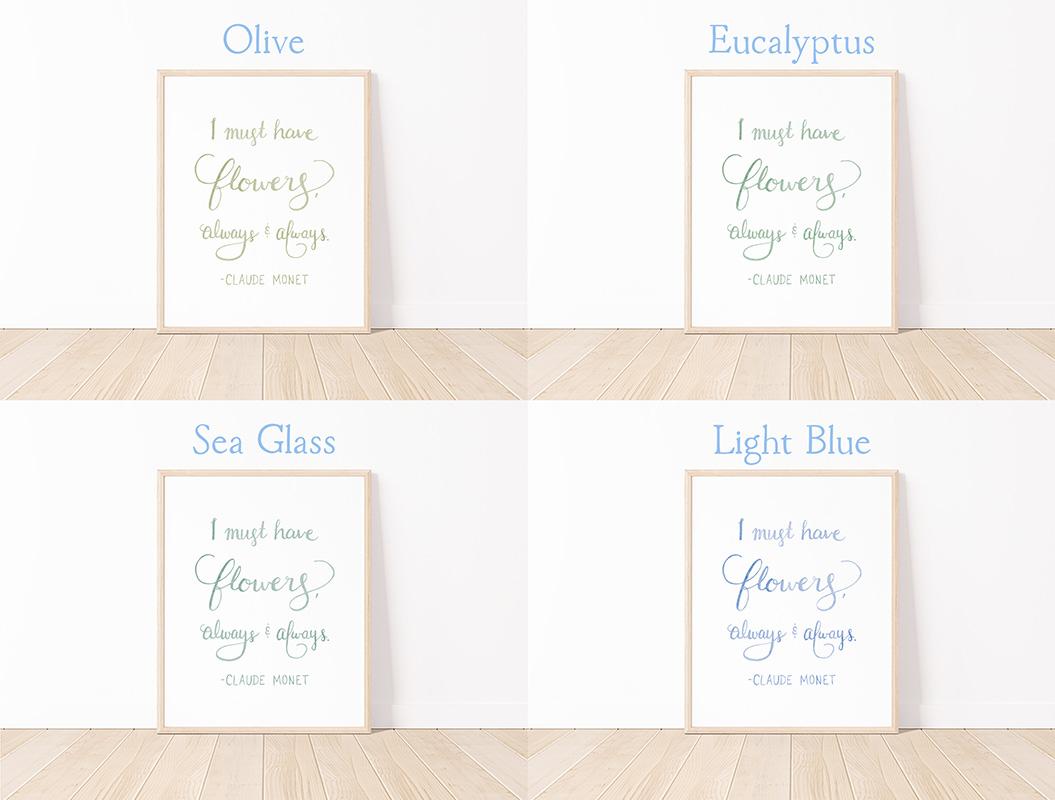 Claude Monet Flowers Quote Watercolor Art Print - Image 3