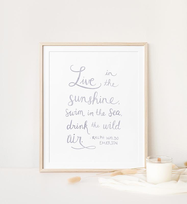 Ralph Waldo Emerson Sunshine Quote Watercolor Art Print - Image 2