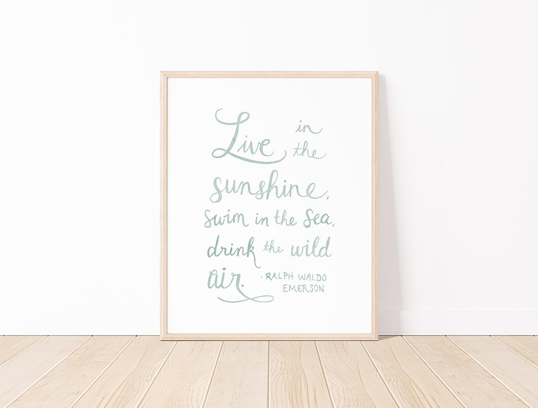 Ralph Waldo Emerson Sunshine Quote Watercolor Art Print