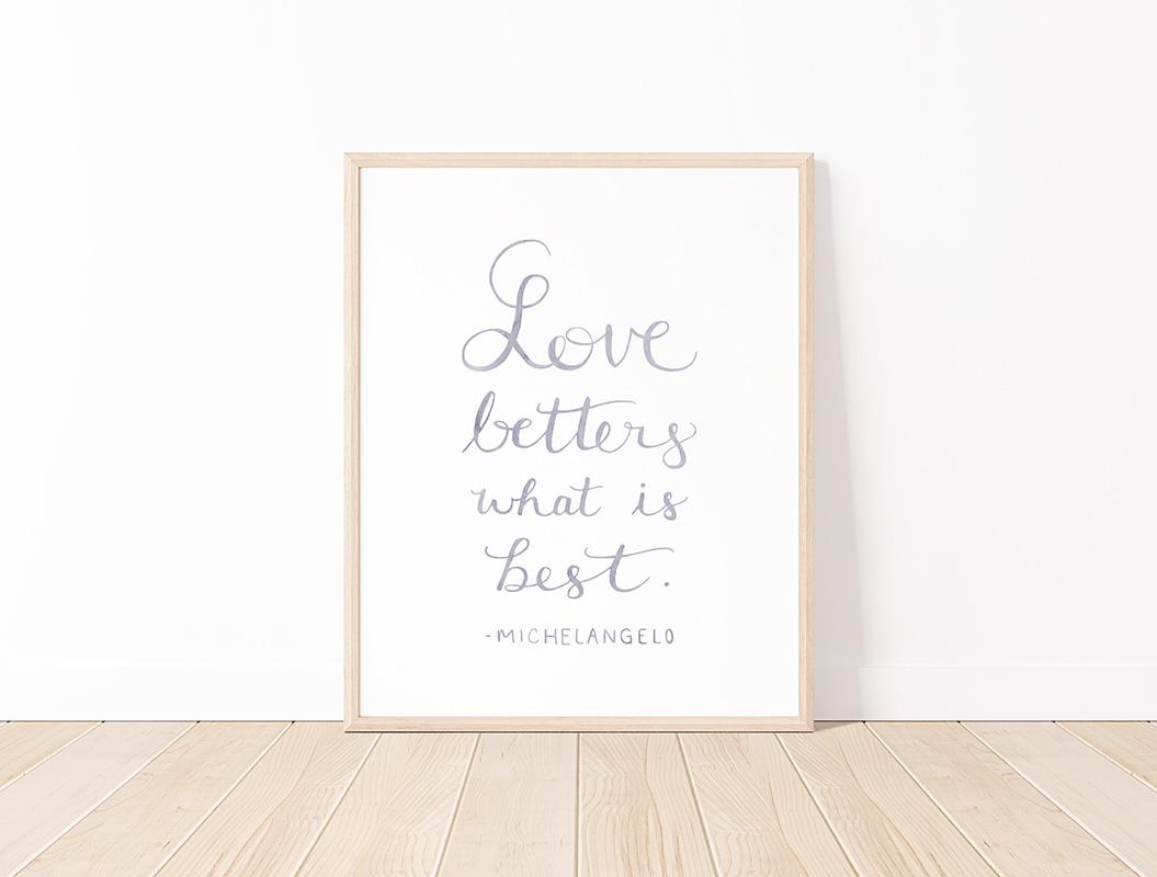 Michelangelo Love Quote Watercolor Art Print