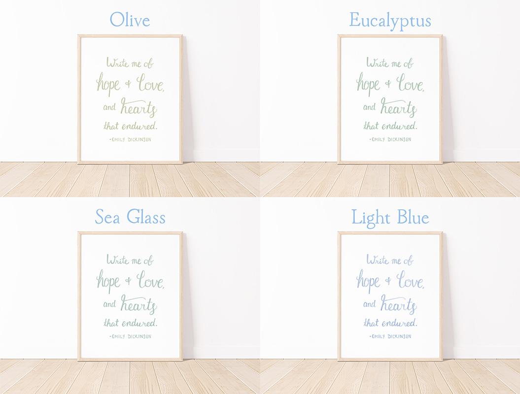 Emily Dickinson Hope And Love Quote Watercolor Art Print - Image 3