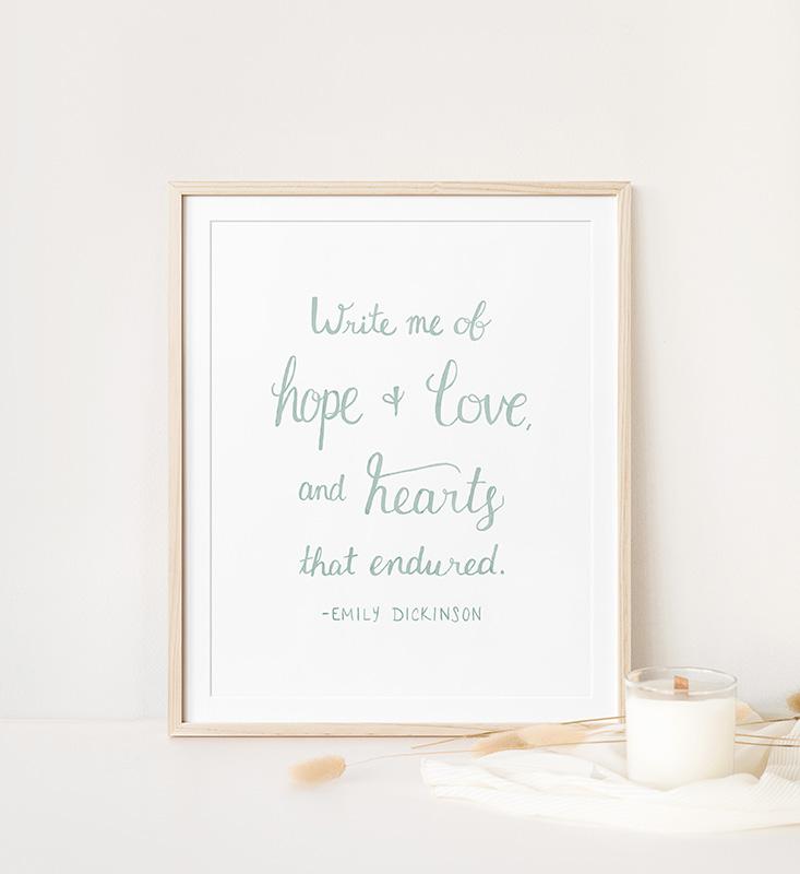Emily Dickinson Hope And Love Quote Watercolor Art Print - Image 2