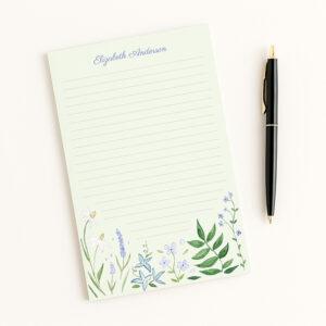 Tiny Blue And Green Flowers Personalized Notepad