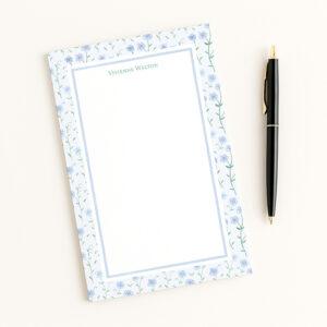 Dainty Blue Flowers Personalized Notepad
