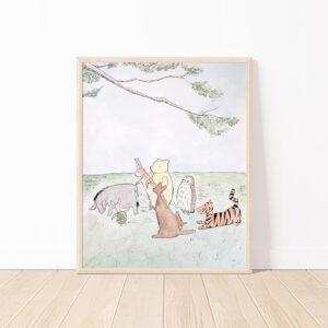 Winnie-The-Pooh Animals Watercolor Nursery Art Print