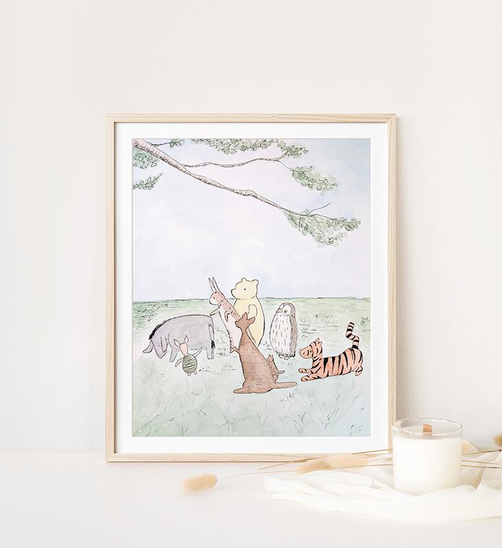 Winnie-The-Pooh Animals Watercolor Nursery Art Print - Image 2