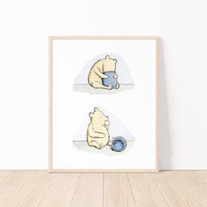 Winnie-The-Pooh Honey Pots Watercolor Nursery Art Print