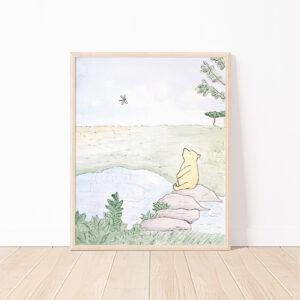 Winnie-The-Pooh Pond Watercolor Nursery Art Print