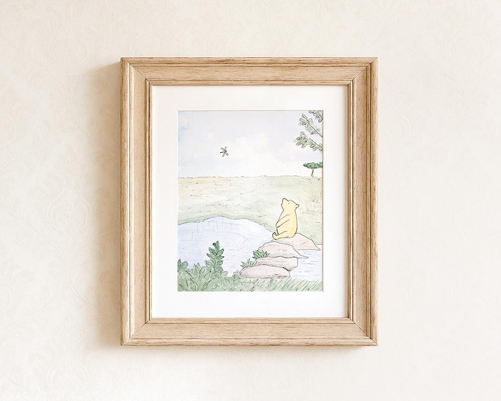 Winnie-The-Pooh Pond Watercolor Nursery Art Print - Image 2