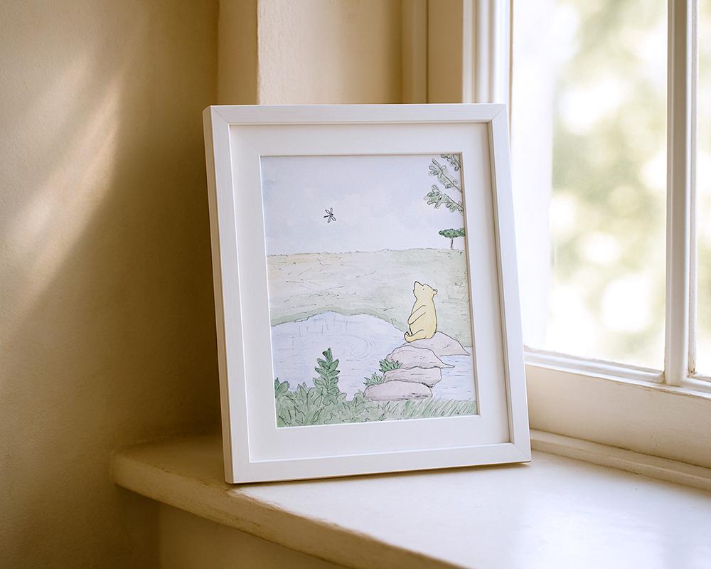 Winnie-The-Pooh Pond Watercolor Nursery Art Print - Image 3