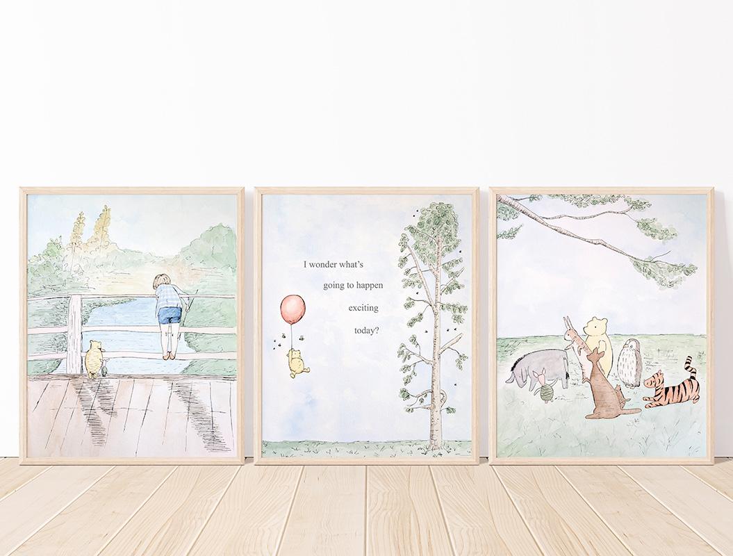 Winnie-The-Pooh Animals Watercolor Nursery Art Print - Image 3