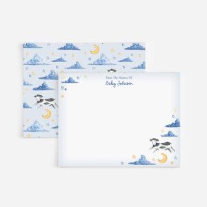 Cow Jumping Over The Moon Personalized Watercolor Nursery Stationery