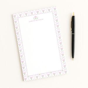 Purple Scallops And Flowers Personalized Notepad