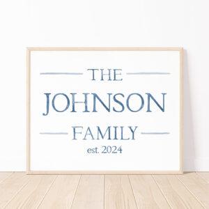 Custom Family Name Sign Watercolor Art Print