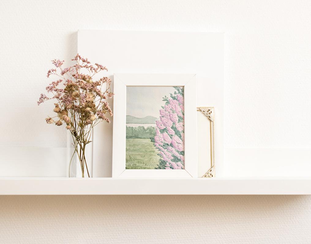 Lilac Bush Landscape Watercolor Art Print - Image 3