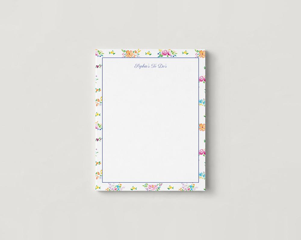 Multicolored Flower Border Personalized Notepad