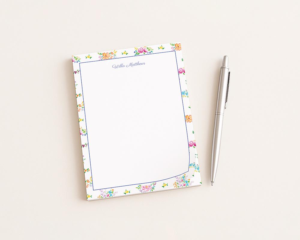 Multicolored Flower Border Personalized Notepad - Image 2