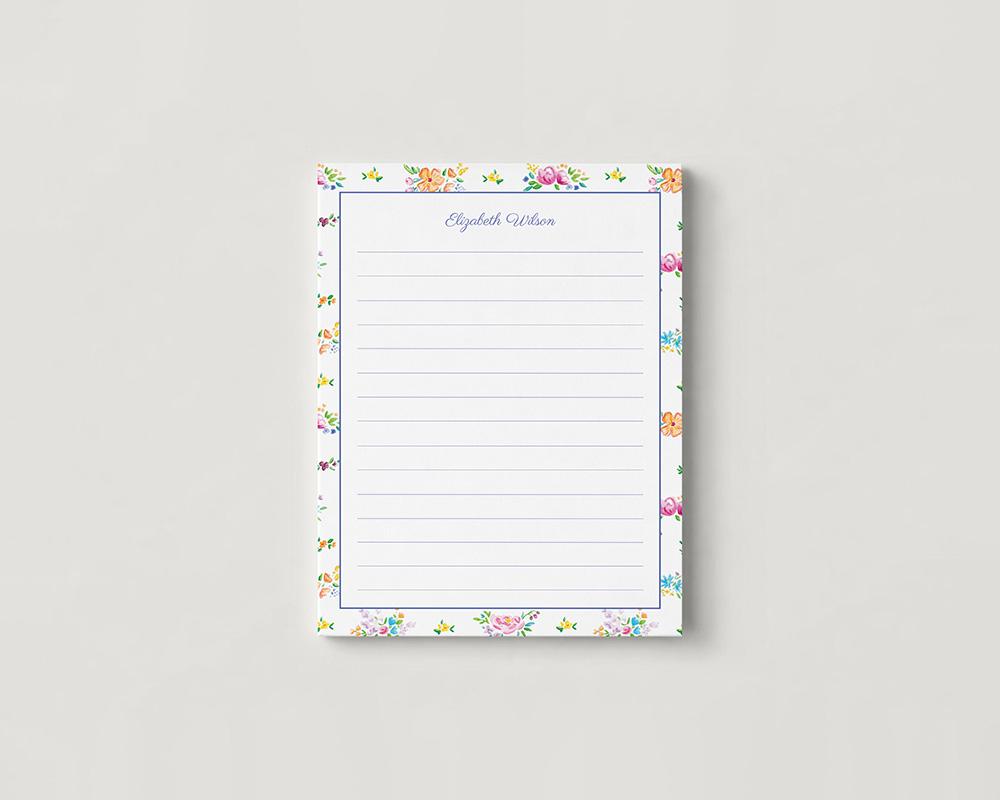 Multicolored Flower Border Personalized Notepad - Image 3
