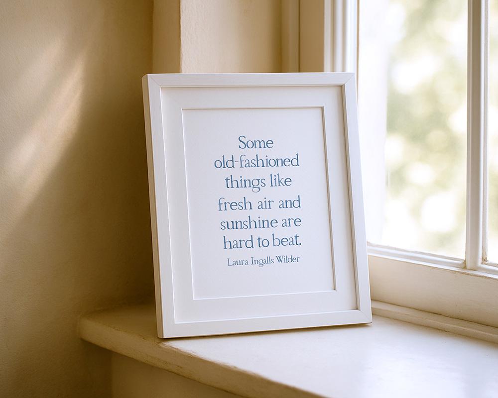 Laura Ingalls Wilder Fresh Air And Sunshine Quote Watercolor Art Print - Image 2
