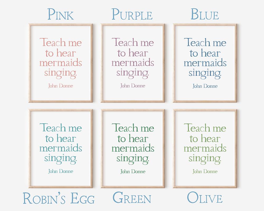 John Donne Mermaids Singing Quote Watercolor Art Print - Image 3