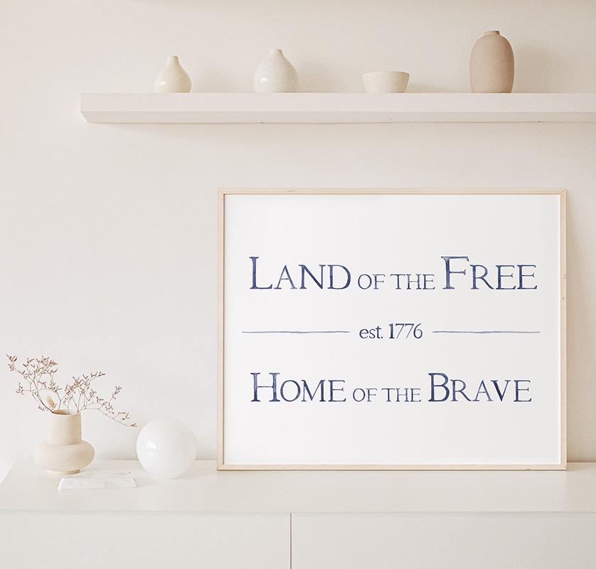 Land Of The Free Home Of The Brave Watercolor Art Print - Image 2