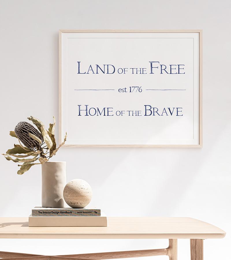 Land Of The Free Home Of The Brave Watercolor Art Print - Image 3