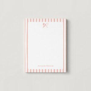 Striped Personalized Notepad With Watercolor Bows