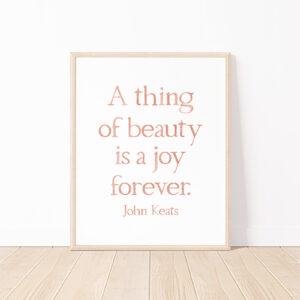 John Keats Beauty Is A Joy Quote Watercolor Art Print