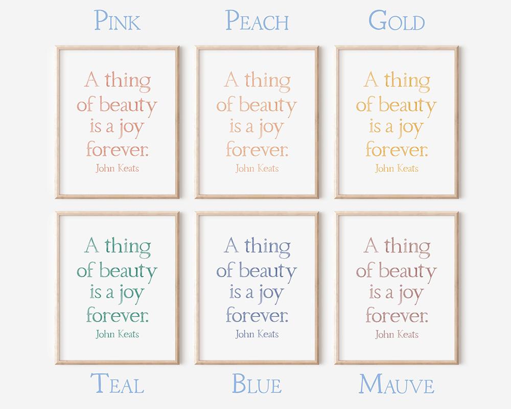 John Keats Beauty Is A Joy Quote Watercolor Art Print - Image 3