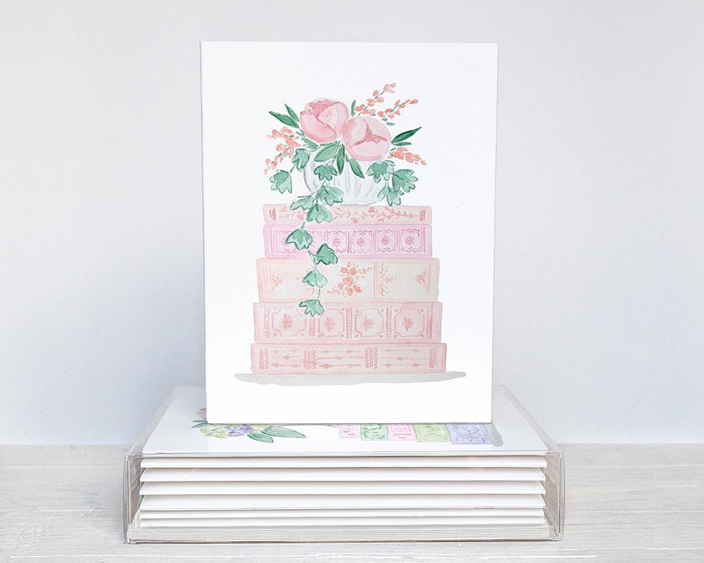 Books And Flowers Watercolor Greeting Cards Variety Pack Of 10 - Image 3