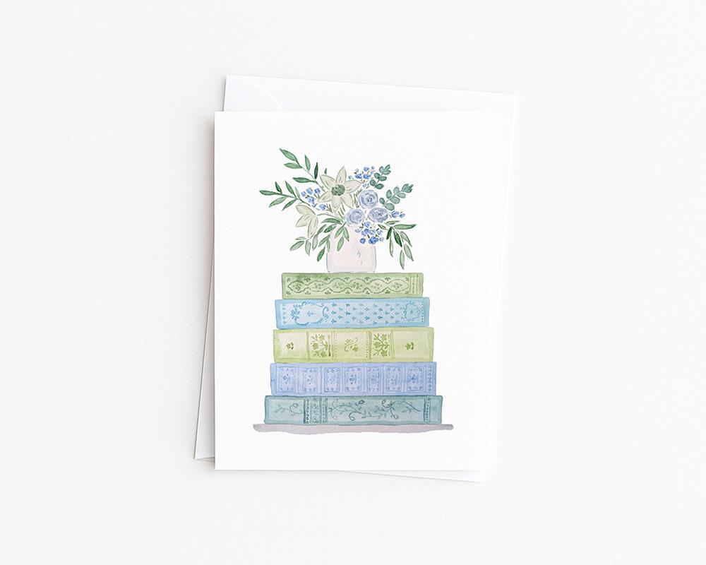 Books And Flowers Watercolor Greeting Cards Variety Pack Of 10 - Image 5