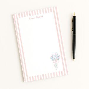 Bouquets And Stripes Personalized Notepad In Pink