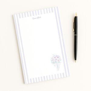 Bouquets And Stripes Personalized Notepad In Purple