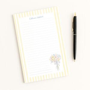 Bouquets And Stripes Personalized Notepad In Yellow