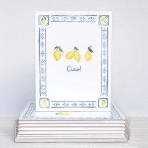 Ciao! Watercolor Lemons Greeting Cards Box Of 10