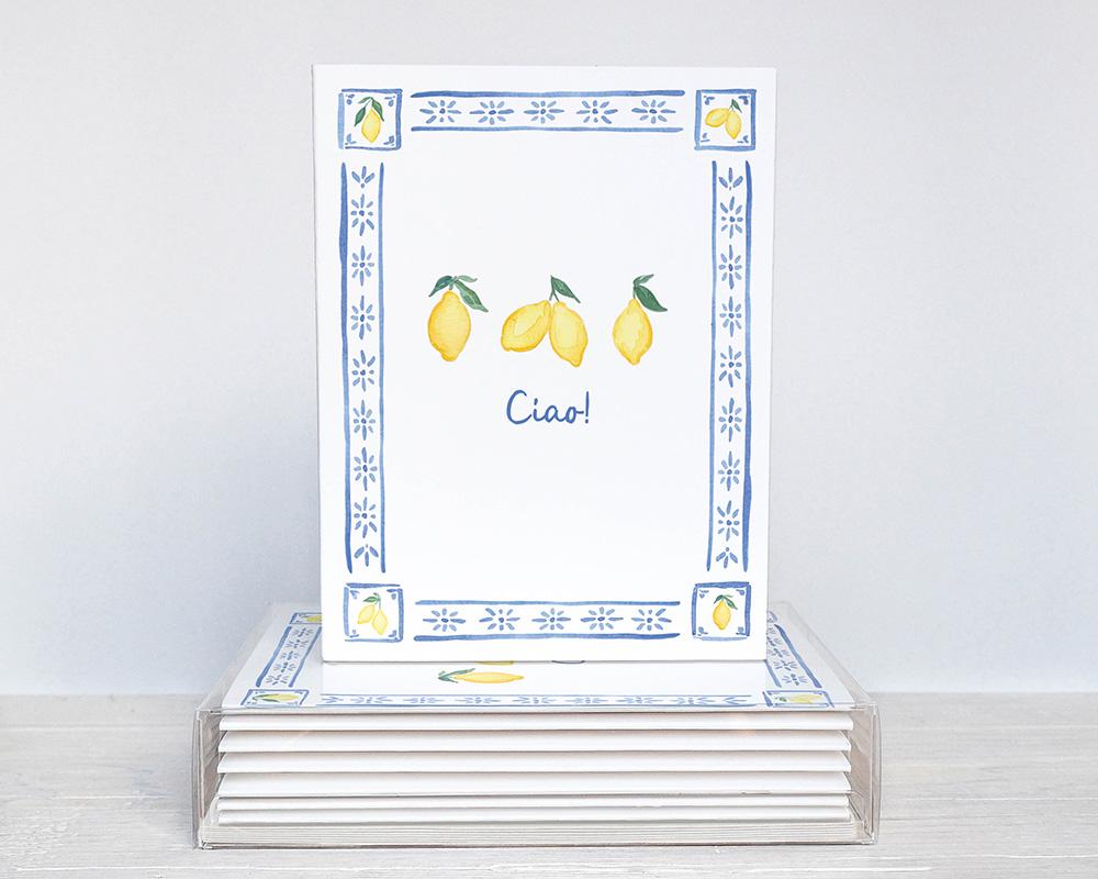 Ciao! Watercolor Lemons Greeting Cards Box Of 10