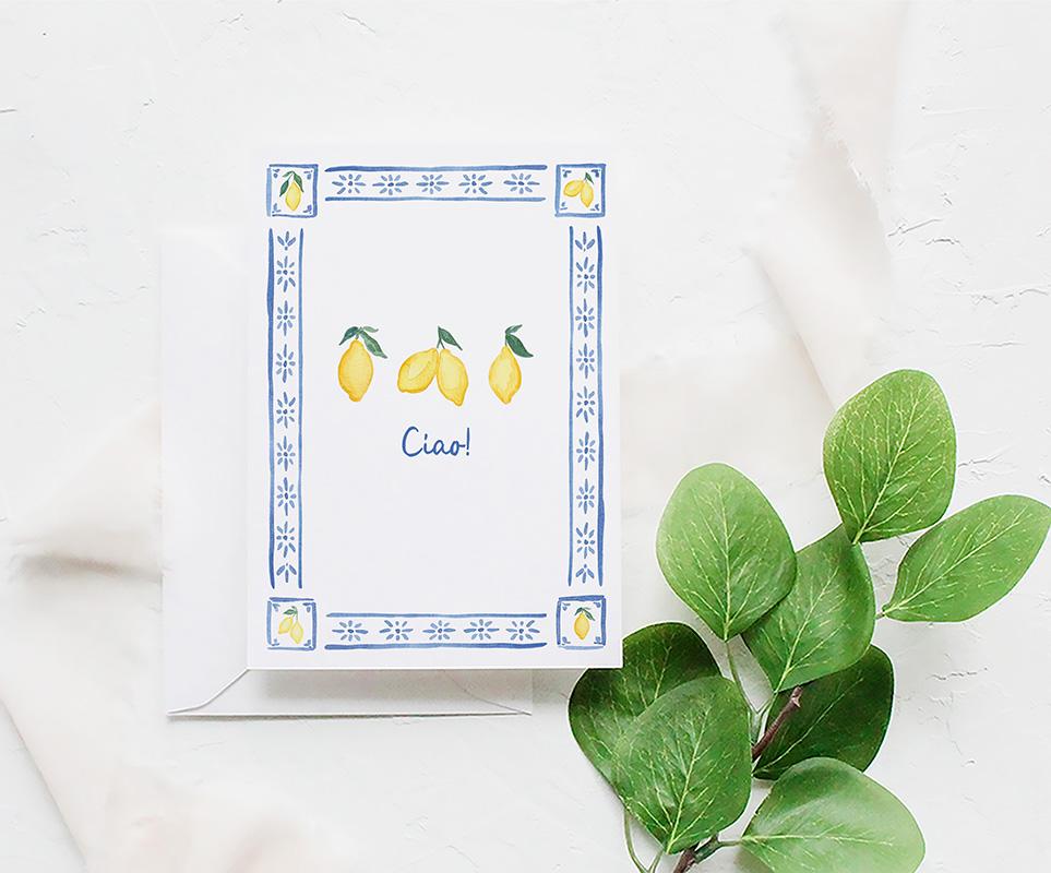 Ciao! Watercolor Lemons Greeting Cards Box Of 10 - Image 4