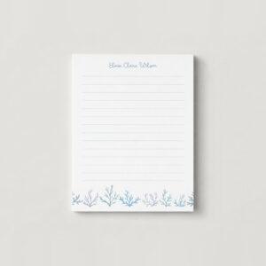 Blue Watercolor Coral Personalized Notepad