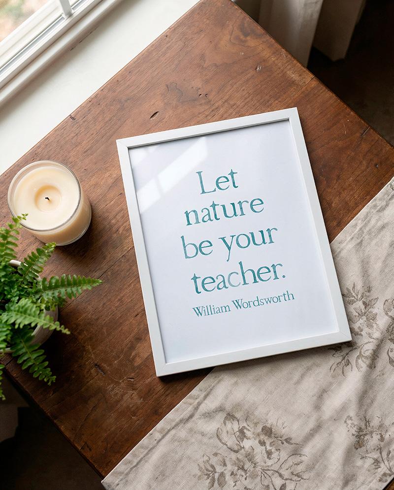 William Wordsworth Let Nature Be Your Teacher Quote Watercolor Art Print - Image 2