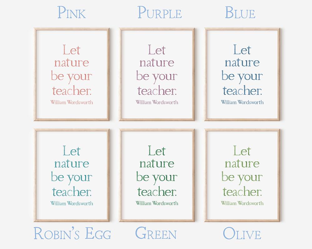 William Wordsworth Let Nature Be Your Teacher Quote Watercolor Art Print - Image 3