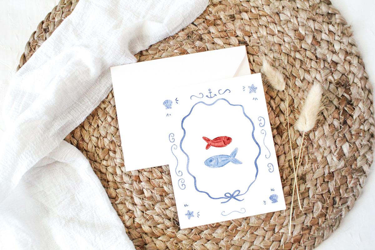 Nautical Lobsters And Crabs Watercolor Greeting Cards Variety Pack Of 10 - Image 5