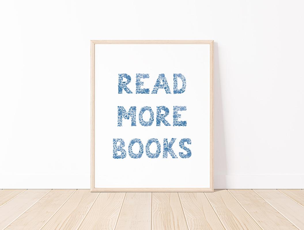 Read More Books Floral Watercolor Library Art Print