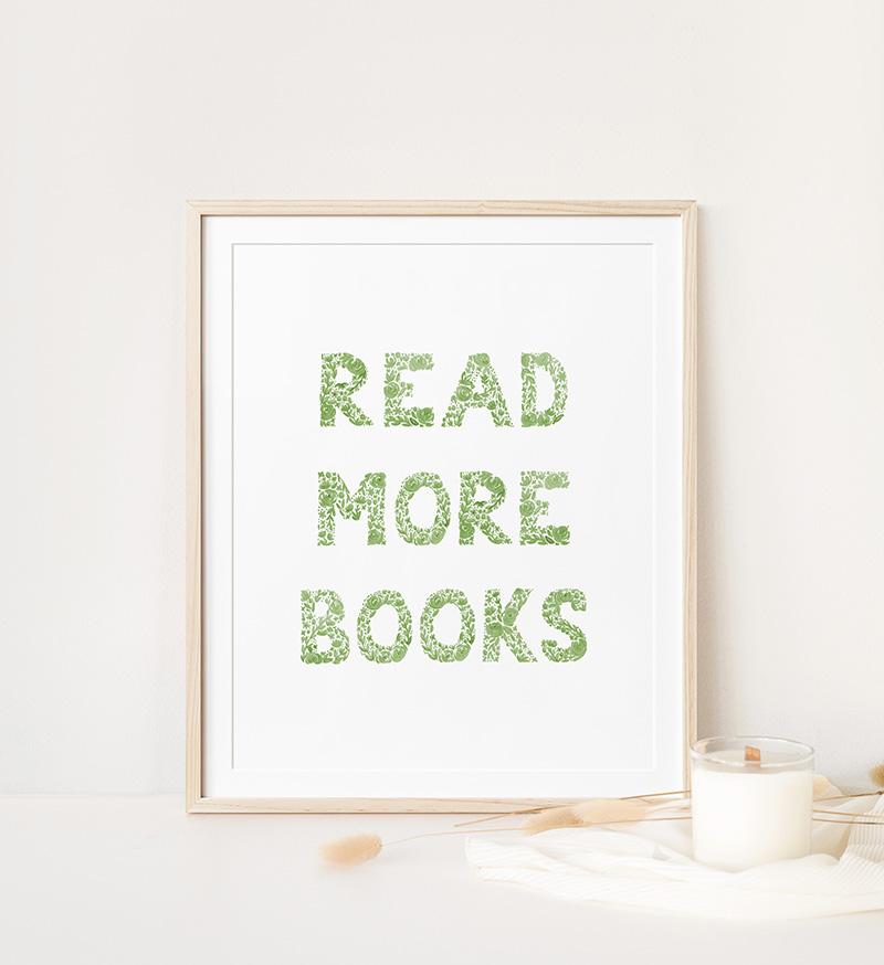 Read More Books Floral Watercolor Library Art Print - Image 4