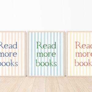 Read More Books Striped Watercolor Library Art Print