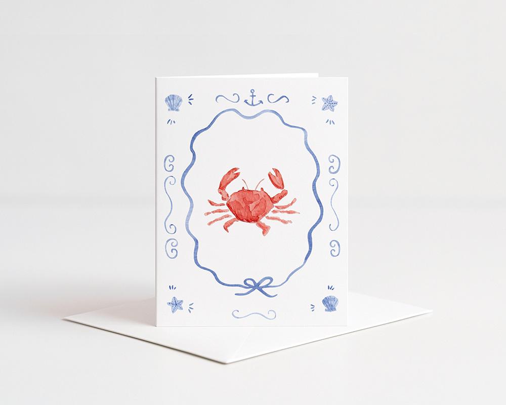 Nautical Lobsters And Crabs Watercolor Greeting Cards Variety Pack Of 10 - Image 4
