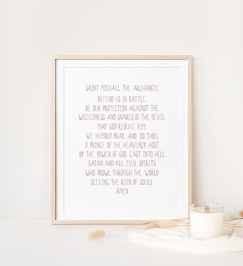 St. Michael Prayer Watercolor Art Print - Image 4