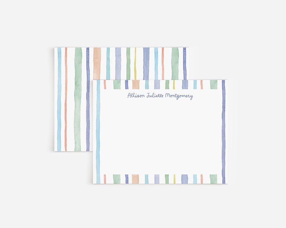 Bold Multicolored Stripes Watercolor Personalized Stationery Set