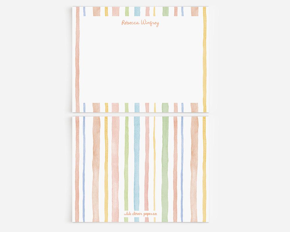 Bold Multicolored Stripes Watercolor Personalized Stationery Set - Image 2